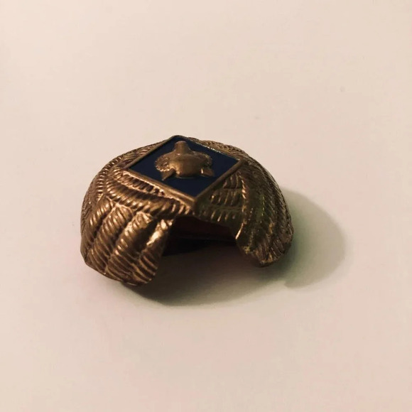 Vintage Boy Scout Neckerchief Slide  Scarf Slider Wolf Head - Picture 7 of 9